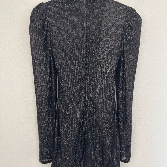 Michael Costello x Revolve Sequin Mini Dress Black Small Cutout Bodycon - Picture 5 of 6